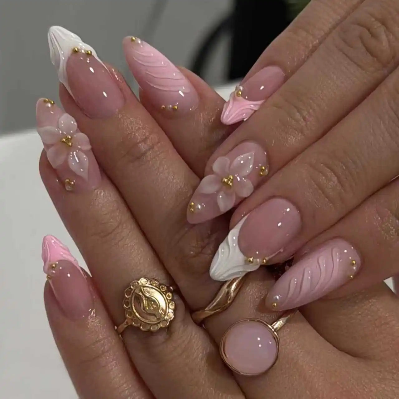 Elegant Pink Almond Press-On Nails
